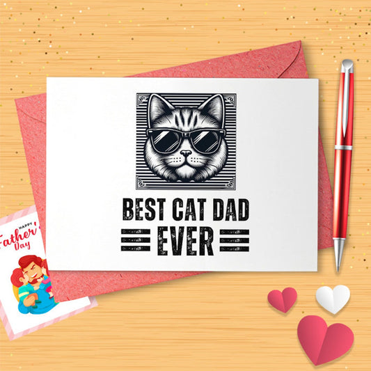 Birthday Cards For Dad From The Cat - Best Cat Dad Ever - Cat Fathers Day Card From Cat For Dad, Funny Cat Dad Papa Pops Gifts, 5.7 [03197]