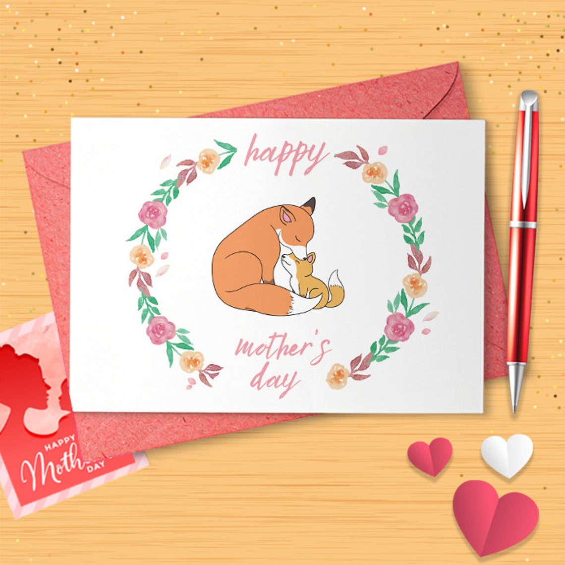 Fox Happy Mothers Day Card | Happy Mother's Day Card | Card For Mom | Mom Card | Nana | Granny | Grandma | Mom | Cute Card [02961]