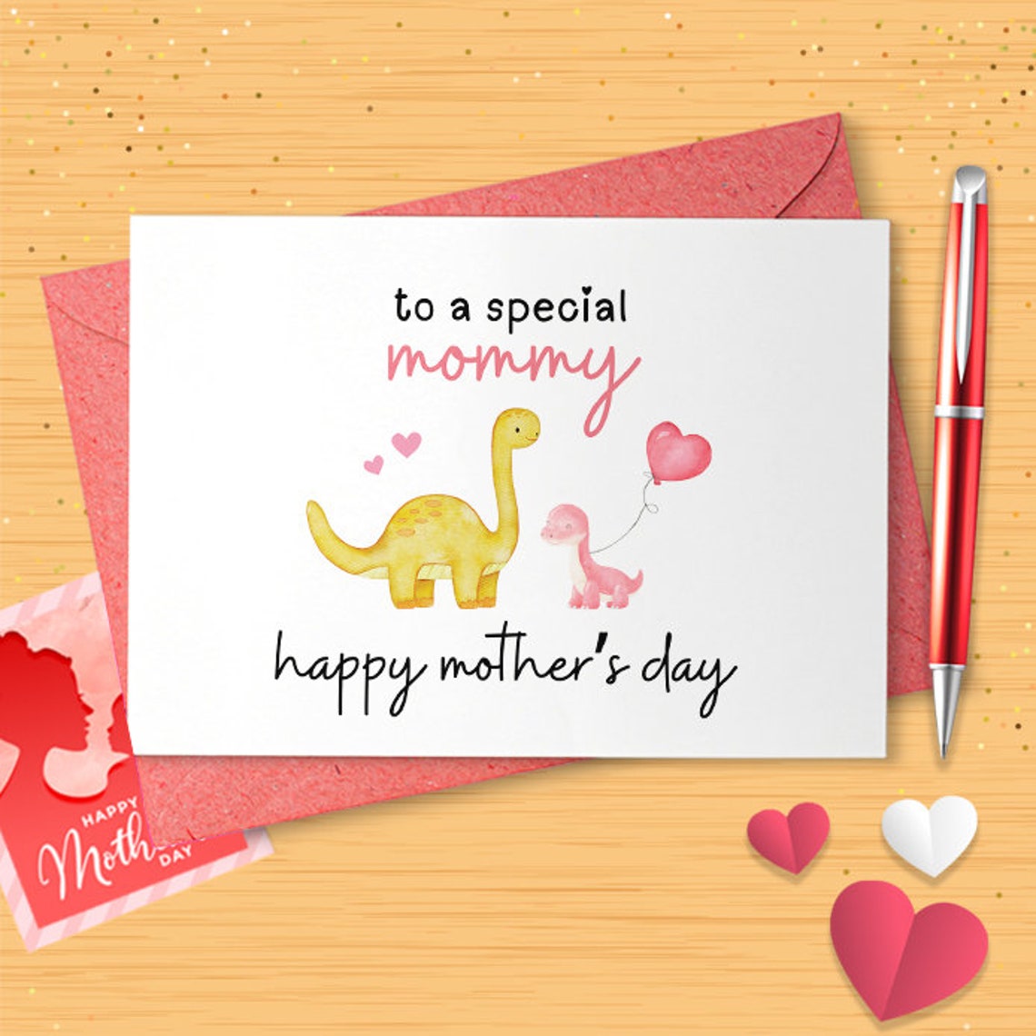 Dinosaur Mother's Day Card | For A Special Mom, Mom, Mam | Mommy, Mommy, Mama | From Baby, Son, Daughter [03006]