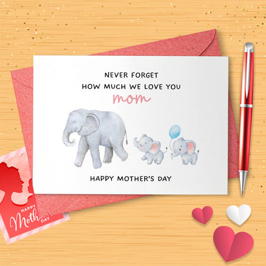 Elephant Two Children Mother's Day Card | For A Special Mom, Mom, Mam | Mommy, Mommy, Mama From Babies, Twins, Sons, Daughters [03008]