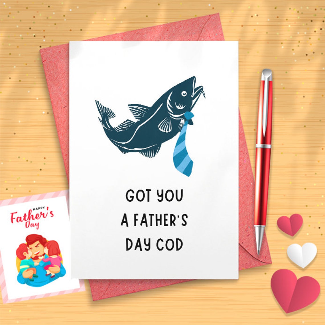 Fishing Father's Day Card - Got You A Father's Day Cod - Hilarious Father's Day Card Pun - Father's Day Card - A2 Greeting Card - [03017]