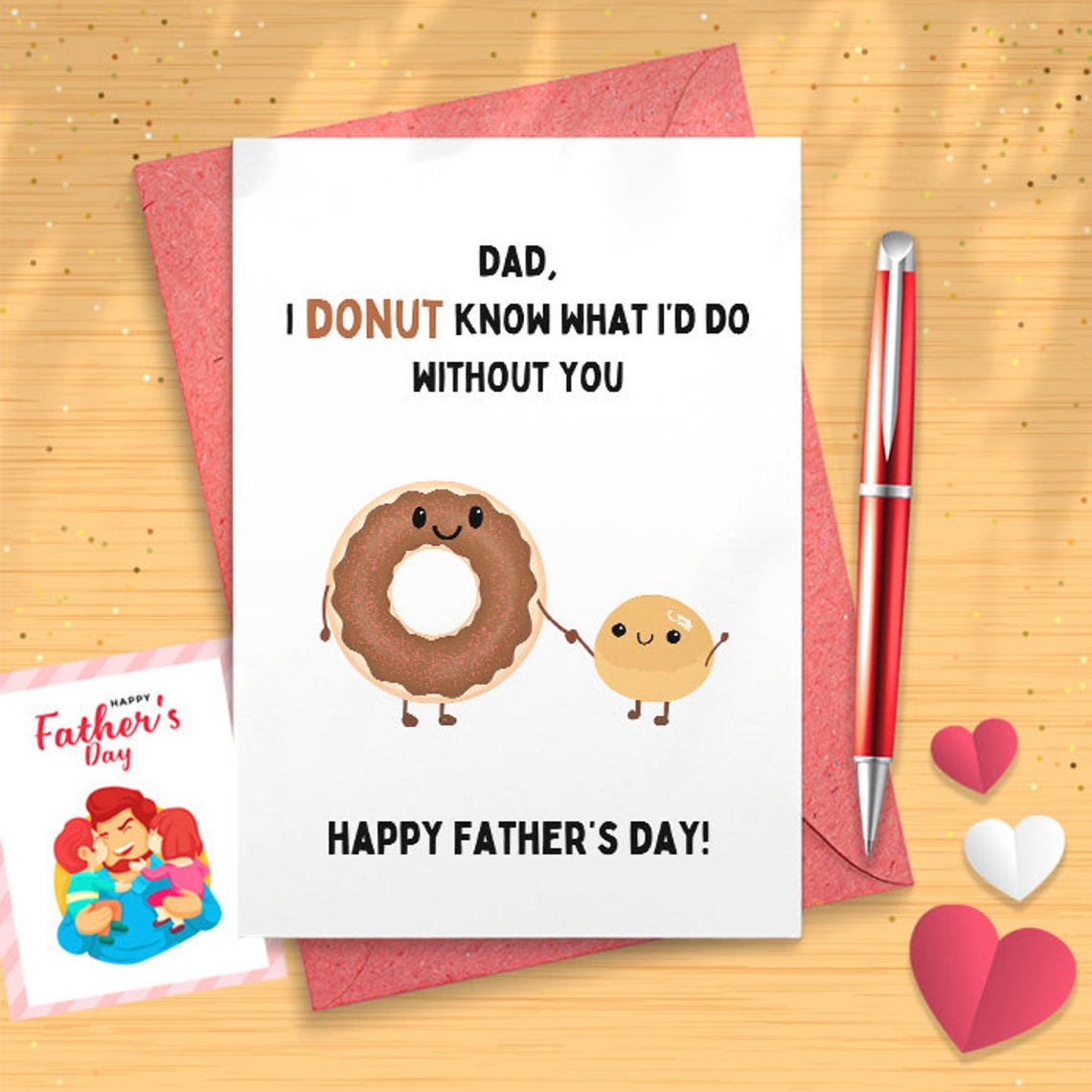 Father's Day Card, Donut Father's Day Card, Cute Father's Day Card, Pun Father's Day Card, Funny Father's Day Card, Card From [03018]