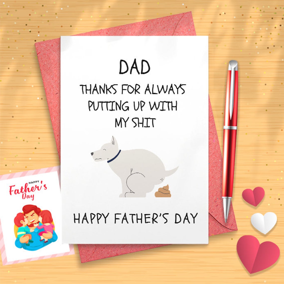 Funny Father’s Day Card With Envelope, Humor Greeting Card For Dad, Grandpa, Happy Father‘s Day Card From Daughter Son [03060]