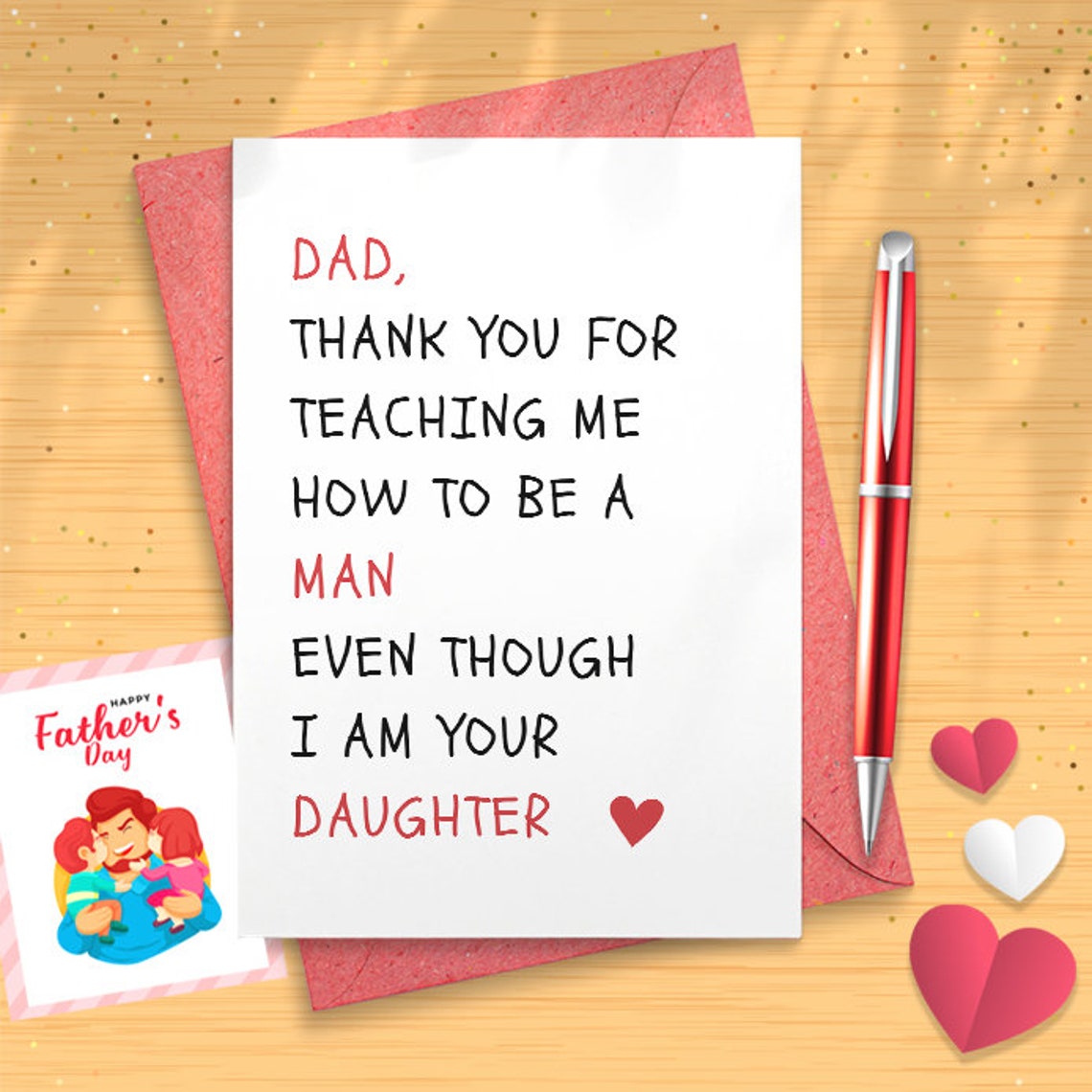 Funny Father’s Day Card From Daughter, Dad Birthday Card, Hilarious Fathers Day Card, Dad Thank You For Teaching Me How To Be A [03069]