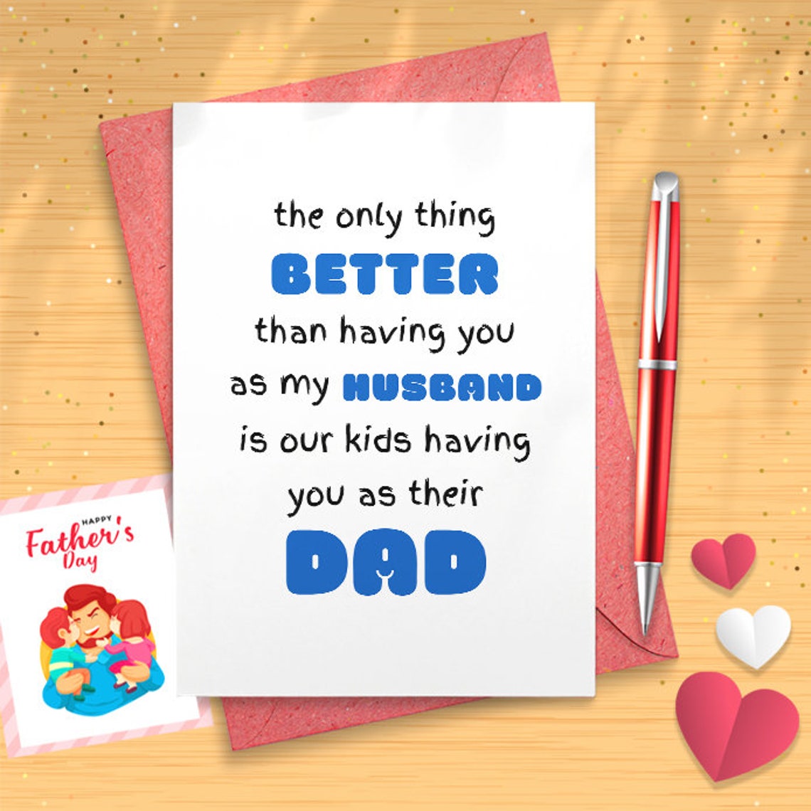 Sweet Father’s Day Card From Wife, Lovely Best Dad Father’s Day Card For Husband, Novelty Birthday Card For Him [03123]