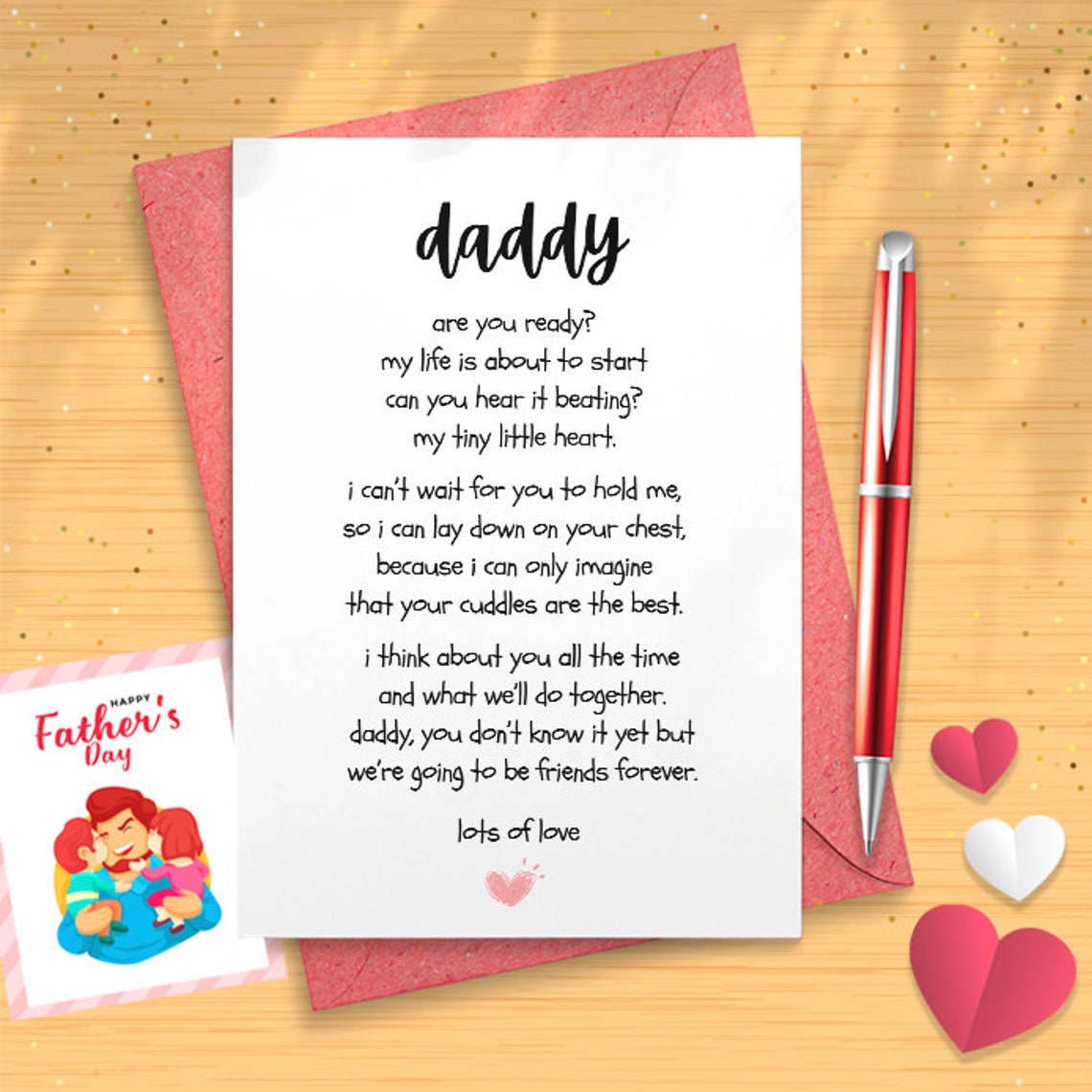 Sweet Father’s Day Poem Pregnancy Card For Dad, Happy Father’s Day Card, Lovely Daddy To Be Birthday Card For Daddy [03124]