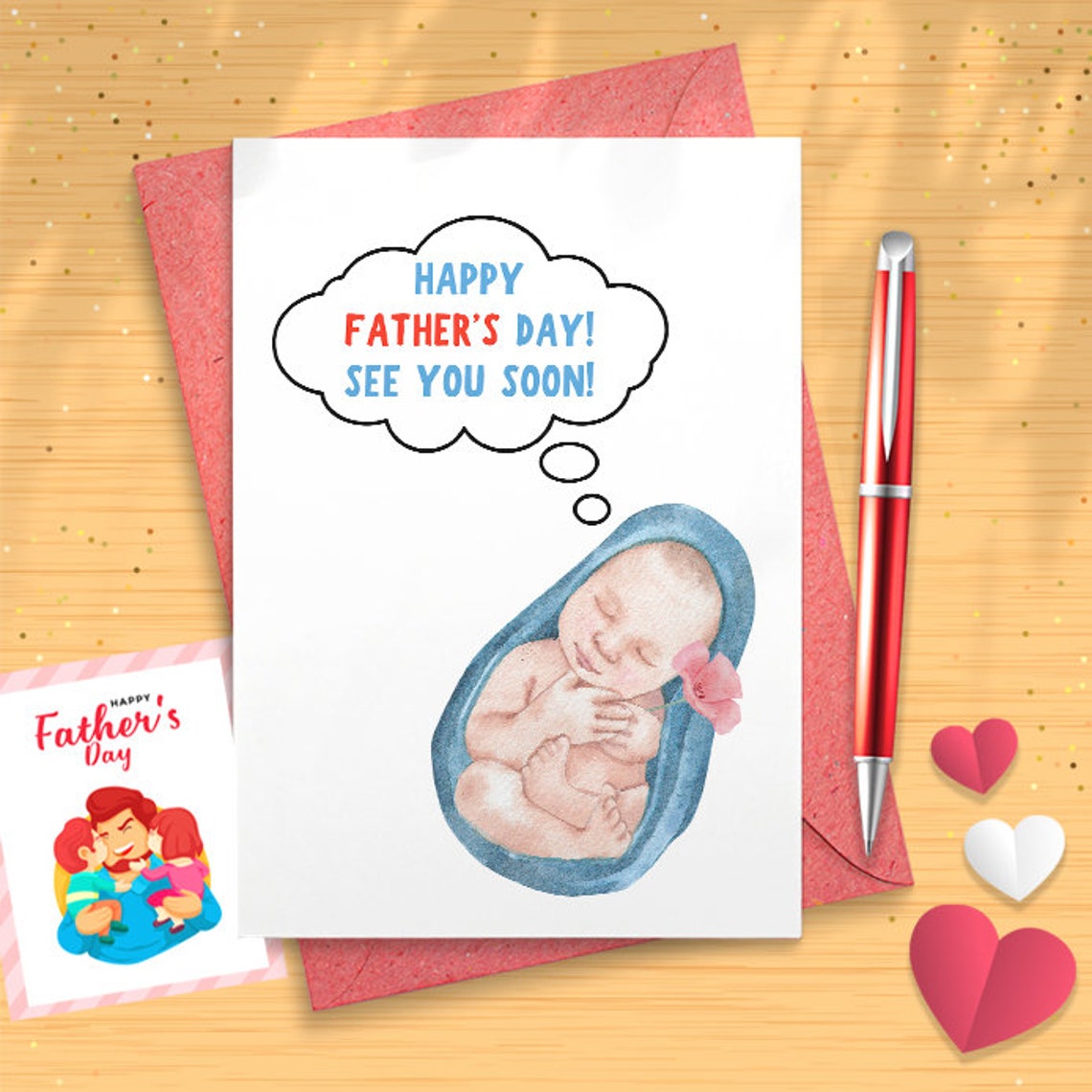 Sweet Fathers Day Card For Dad To Be, Wonderful Soon To Be Dad Fathers Day Gift, Great Fathers Day Card For First Time Dad, Unique [03126]