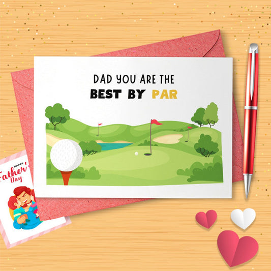 Best By Par Golf Card | Illustrated Golf Fathers Day Or Golf Birthday Card | Golf Card For Dad | Golfing Card For Golfer | Golf [03182]