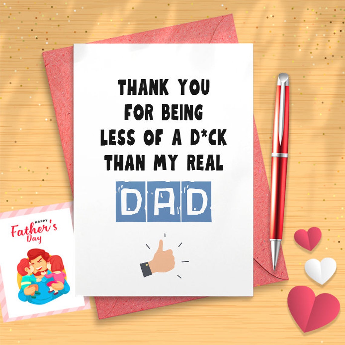 Funny Fathers Day Card For Stepdad, Naughty Father’s Day Gift For Bonus Dad, Great Father’s Day From Stepchild, Thank You For [03194]