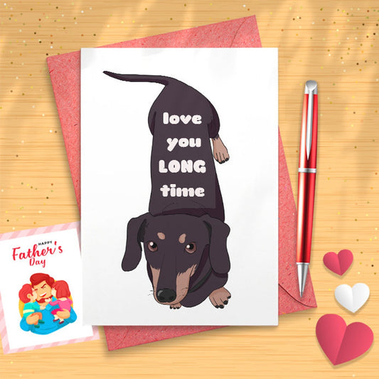 Anniversary Birthday Card Dachshund, Mothers Day Card, Fathers Day Card, For Mom Dad / Her Him/ Girlfriend Wife/ Husband Boyfriend, [03203]