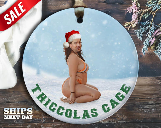 Naughty and Humorous Christmas Ornaments - Playful Holiday Decor - Nicholas Cage Bikini, Jingle Balls, Stuff Me Sock [O1]