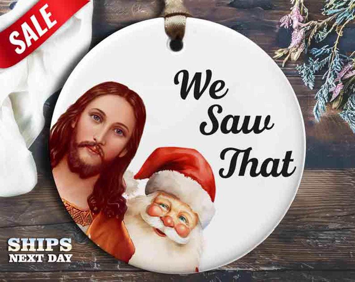 Playful and Humorous Christmas Ornaments - Lighthearted Holiday Decor - Jesus and Santa Peeking, Maury Jesus, Hot Sauce Jesus [O5]