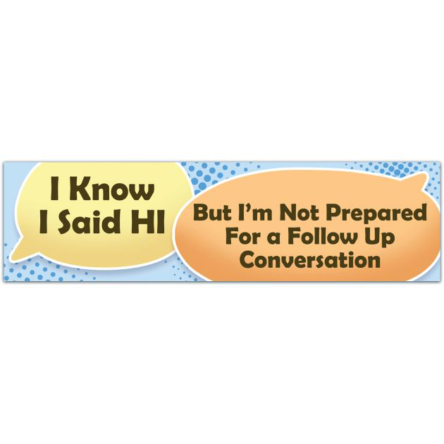 Funny Sticker - I Know I Said Hi, But I'm Not Prepared For A Follow-Up Conversation - Laptop Sticker Bumper Sticker [01759]