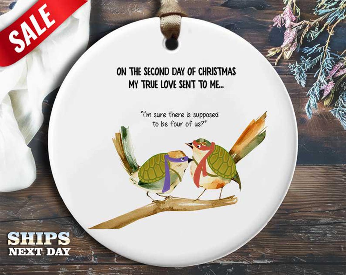 Funny Ninja Birds Christmas Ornament - 'I'm sure there are supposed to be four of us.' - Humorous Holiday Gift, Unique Christmas [O311]