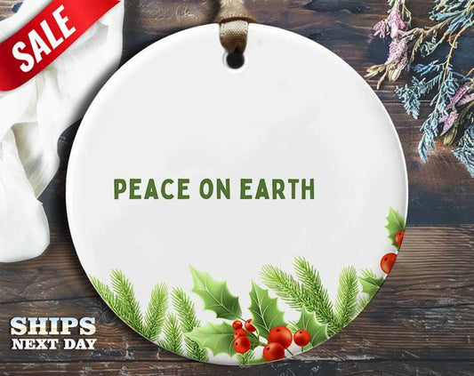 Funny Mistletoe Christmas Ornament - 'Peace on Earth.' - Humorous Holiday Gift, Unique Christmas Tree Decoration [O289]