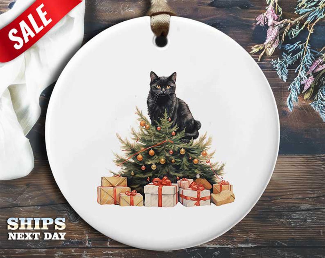 Funny Cat Tree Christmas Ornament - Cat Destroyed Christmas Tree - Humorous Animal Holiday Gift, Unique Christmas Tree Decoration [O316]