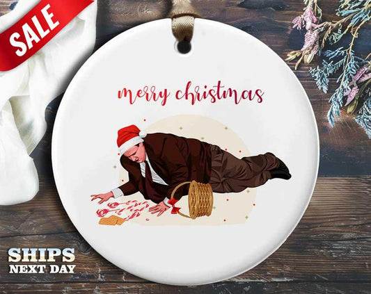 Funny Kevin Christmas Ornament - Spilled Candy Canes - Humorous Celebrity Holiday Gift, Unique Christmas Tree Decoration [O121]