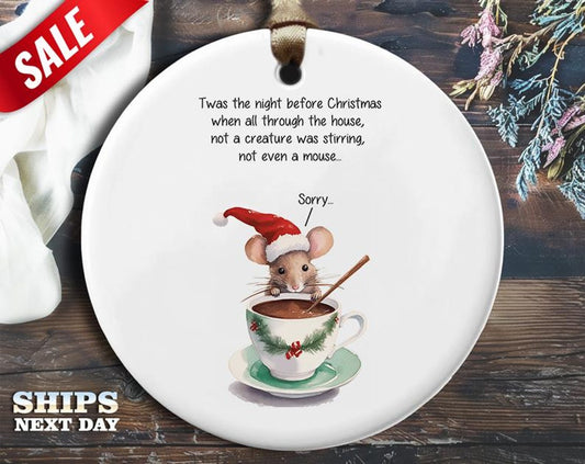 Funny Mouse Christmas Ornament - 'Not Even a Mouse' - Humorous Animal Holiday Gift, Unique Christmas Tree Decoration [O128]