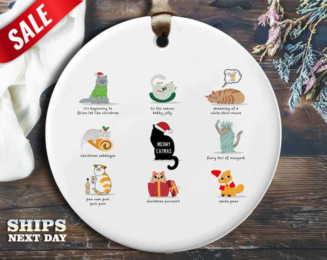 Different Cats Christmas Ornament - Funny Animal Decoration, Unique Holiday Gift, Christmas Tree Ornament [O89]