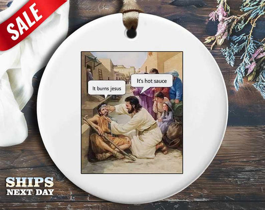 Funny Last Supper Christmas Ornament - 'Jesus Walks into a Bar' - Humorous Religious Holiday Gift, Unique Christmas Decoration [O64]