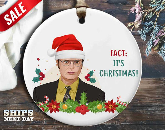 Funny Christmas Ornament - 'Fact: It's Christmas!' - Humorous Holiday Gift, Unique Christmas Tree Decoration [O80]