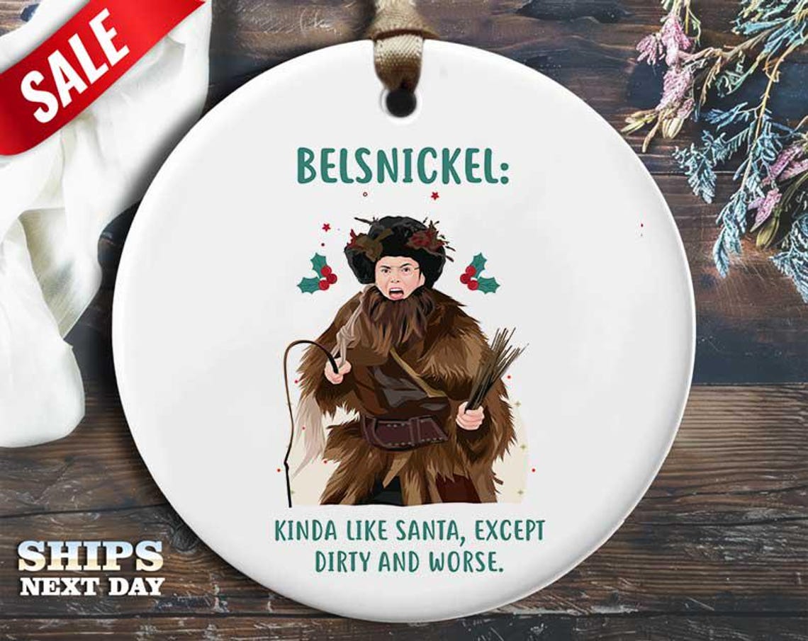 Funny Dwight Christmas Ornament - Wearing a Belsnickel Costume - Humorous Celebrity Holiday Gift, Unique Christmas Tree Decoration [O161]