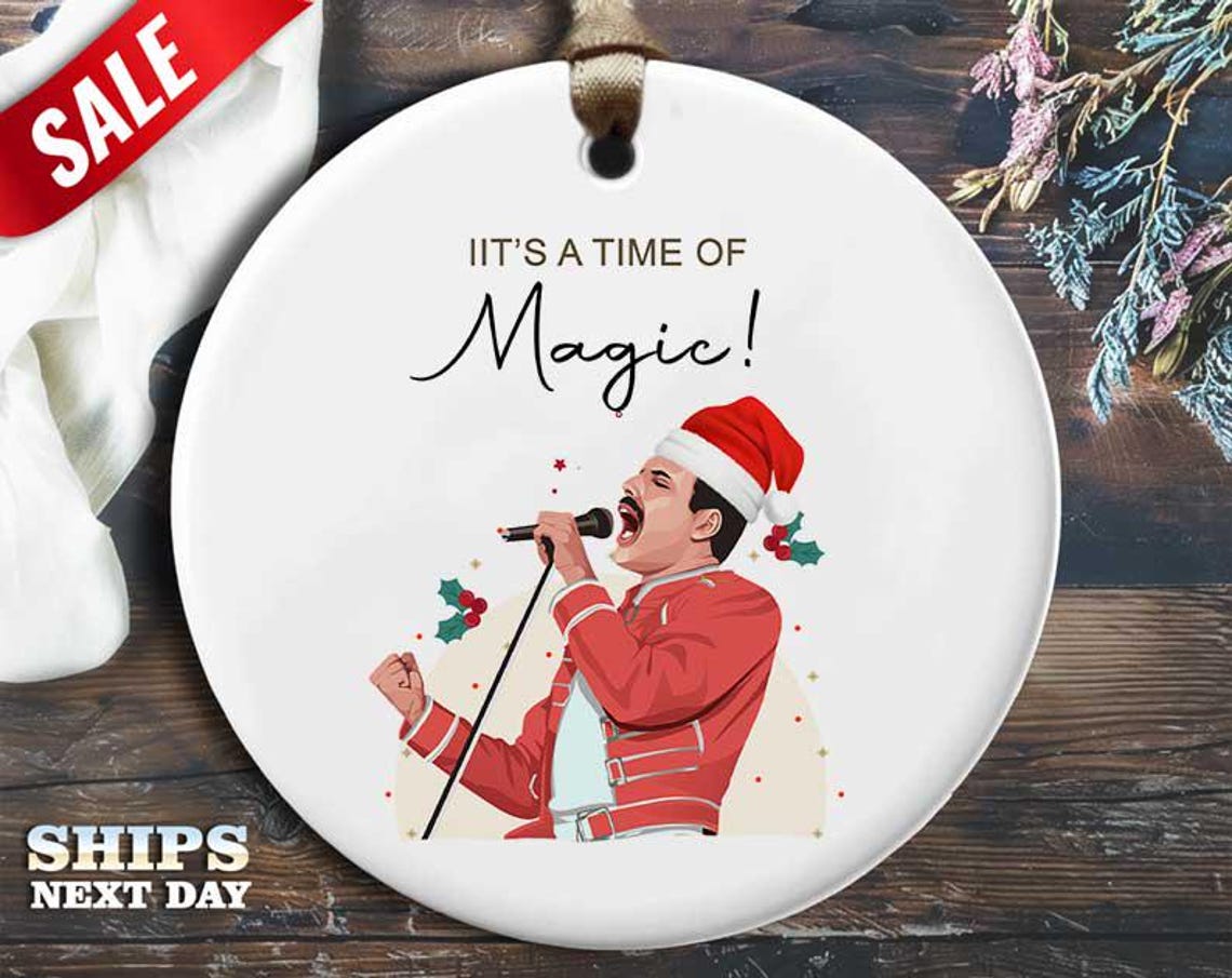 Funny Freddie Christmas Ornament - 'It's a time of magic!' - Humorous Celebrity Holiday Gift, Unique Christmas Tree Decoration [O193]