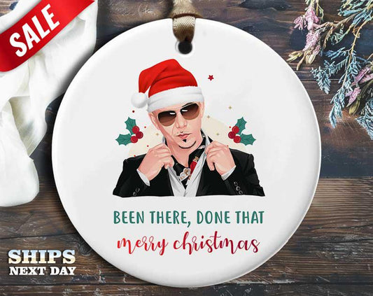 Funny Pitbull Christmas Ornament - 'Been There, Done That. Merry Christmas.' - Humorous Holiday Gift, Unique Christmas Tree Decoration [O83]