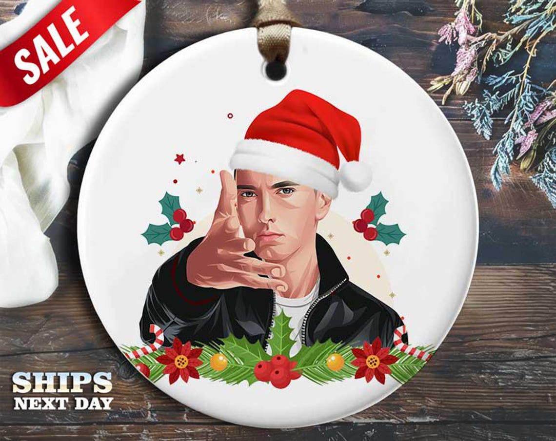 Funny Rapper Christmas Ornament - Humorous Celebrity Holiday Gift, Unique Christmas Tree Decoration [O74]