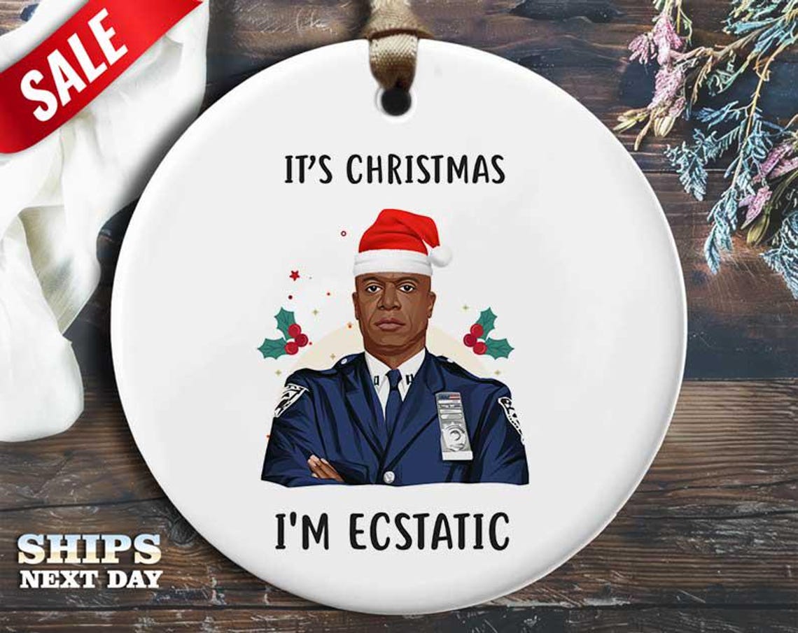 Funny Holt Christmas Ornament - 'It's Christmas, I'm ecstatic!' - Humorous Celebrity Holiday Gift, Unique Christmas Tree Decoration [O234]