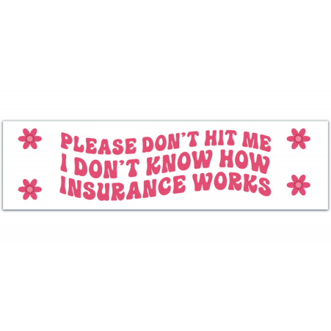 Please Don't Hit Me I Don't Know How Insurance Works, Funny Bumper Sticker, Car Sticker, Vinyl Decals For Your Car, Trendy Car Accessories [00179]