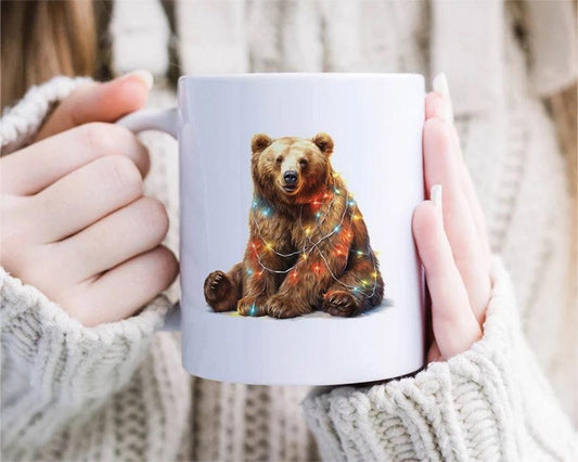 Beary Lights Christmas Mug | Bear Pun Mug | Funny Holiday Mug | Fairy Lights Christmas Mugs | Christmas Mug Pack [MG45]