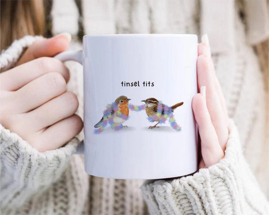 Tinsel Tits Mug, Funny Christmas Mug, Christmas Mugs, Bird Christmas Mugs, Cheeky Christmas Mugs, Funny Christmas Mug [MG29]