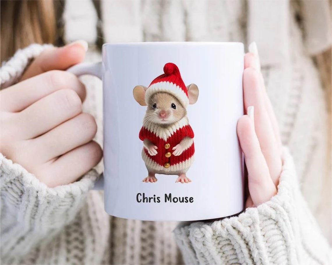 Chris Mouse Christmas Mug | Cute Holiday Mug | Christmas Mouse Mug | Christmas Pun | Funny Holiday Mug | Christmas Sweater [MG57]