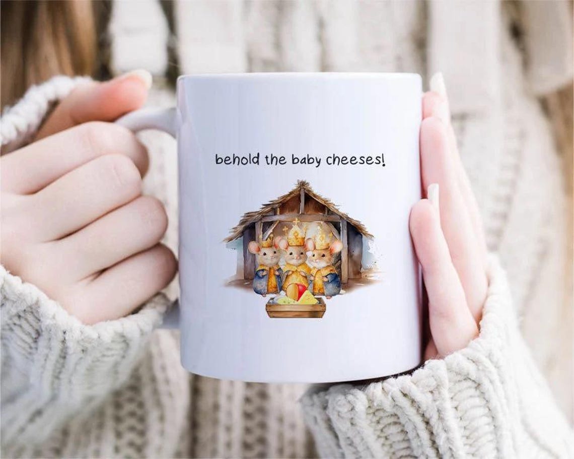 Funny Christmas Mug With Baby Cheeses - Funny Xmas Mug - Merry Christmas Mug Funny Christmas Gift - Holiday Mug - Humor - Mice [MG102]