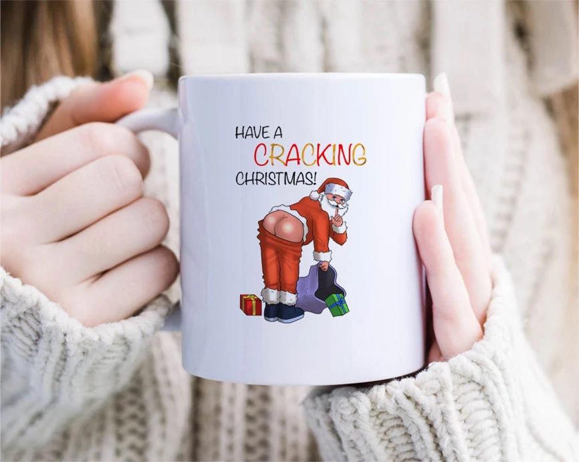 Funny Christmas Mug | Have A Cracking Christmas | Rude Santa Mug | Funny Holiday Mugs | [MG126]