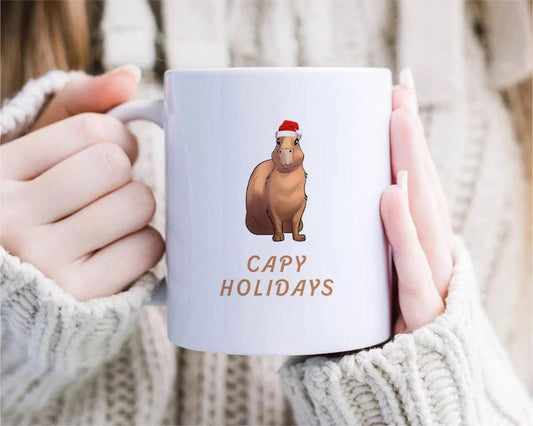 Capy Christmas Christmas Party Capybara Greetings Mug | Christmas Gift | Cute Mug | Wife | Husband | Funny Christmas Mug [MG120]