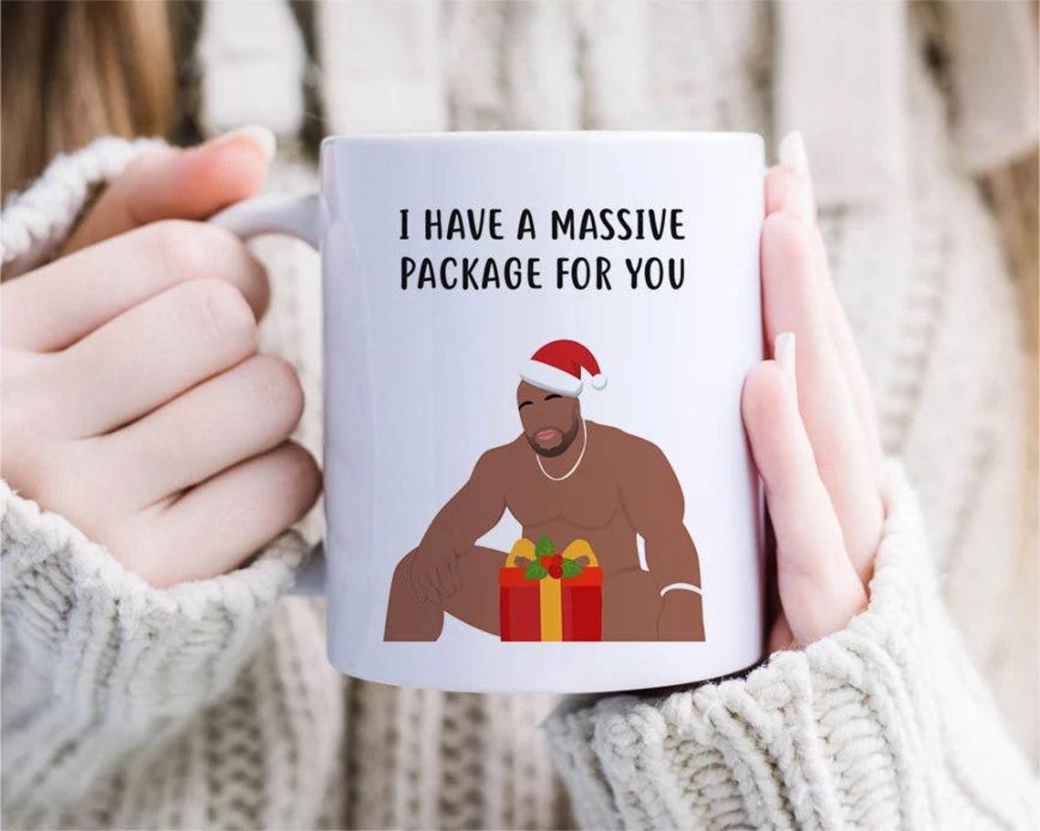 I Have A Massive Package For You, Funny Christmas Mug, Naughty Santa Greeting Mug For Wife, Dirty Mug Raunchy For Her, Tease [MG141]