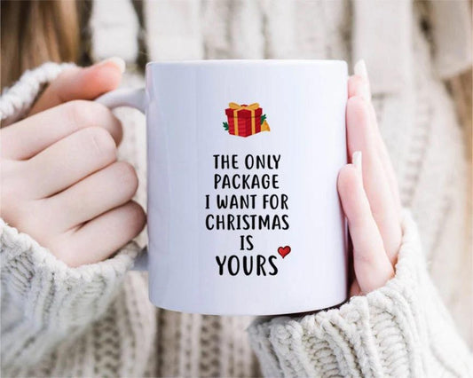 Funny Sexual Christmas Mug - The Only Package I Want For Christmas Is Yours - Joke Holiday Mug For Boyfriend - A2 Greeting Mug [MG148]