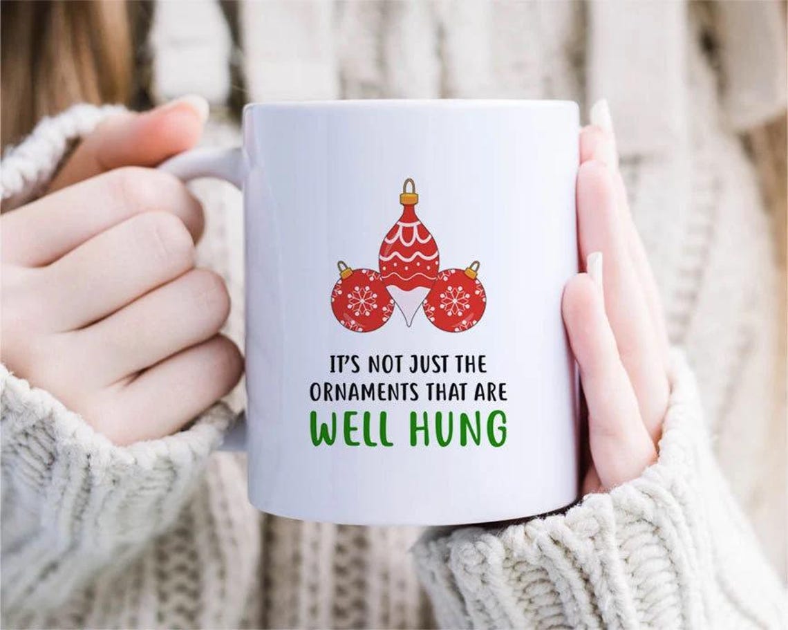 Adult Christmas Mug, Naughty Christmas Mug, Adult Greeting Mug, Adult Mugs, Christmas Mug Funny, Dirty Mugs, Well Hung [MG142]