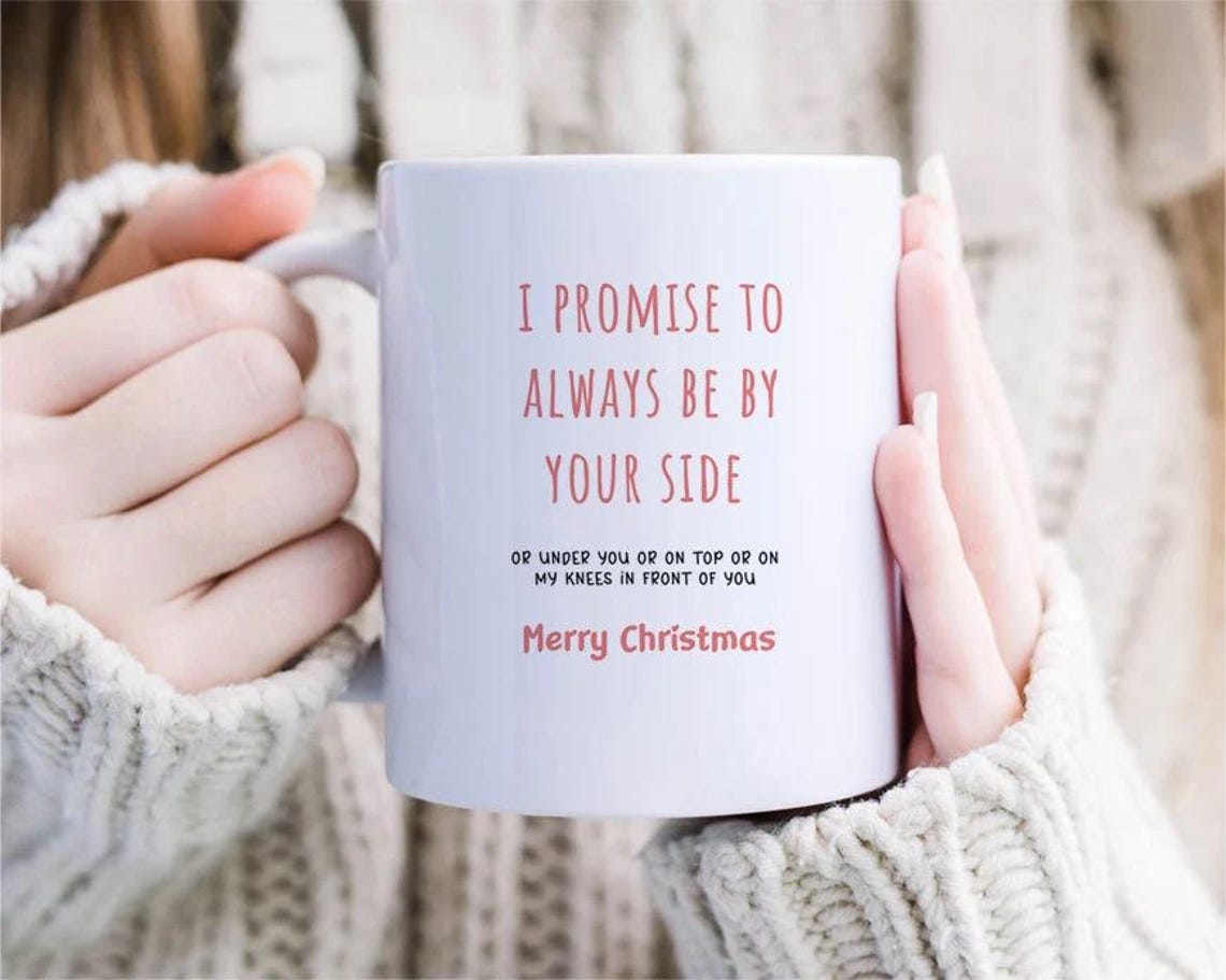 I Promise To Always Be By Your Side Naughty Anniversary Mug, Mugs For Husband, Boyfriend Mug, Inappropriate Christmas Mug [MG172]