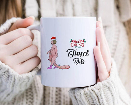 Tinsel Tits Funny Christmas Mug, Rude Christmas Mugs For Her, Funny Christmas Mug For Mum, For Girlfriend, For Wife, Gift For Her [MG161]