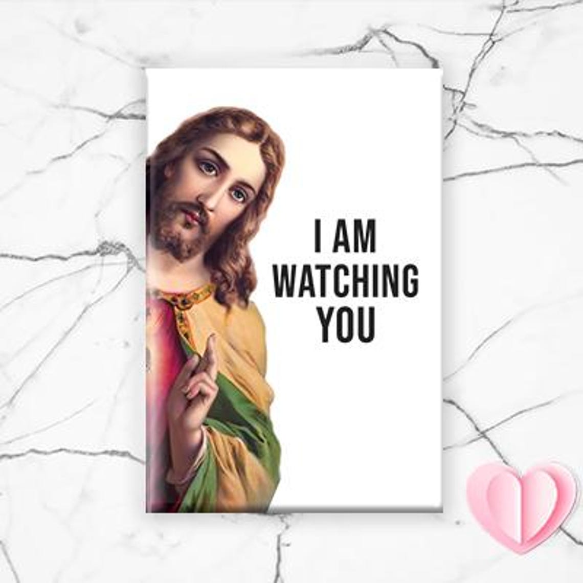 Funny Jesus Magnet For Christmas - I Saw That! Christmas Gift, Stocking Stuffer, Birthday Gift, Funny Fridge Magnet, Refrigirator [M11]