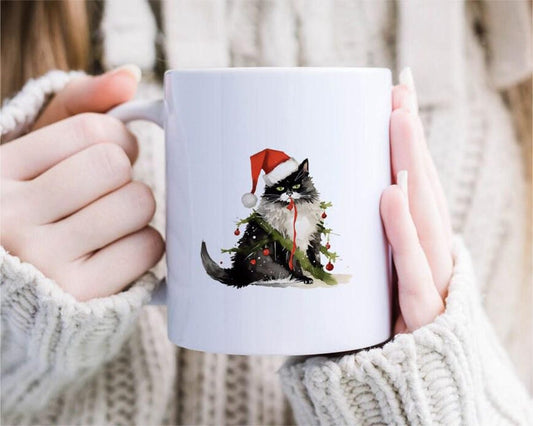 Funny Christmas Mug - Merry Mess - Funny Christmas Cat Mug [MG185]