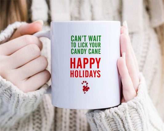 Naughty Holiday Mug For Boyfriend Or Husband - Funny Christmas Mug For Him - A2 Sized Matte White Holiday Greeting Mug [MG152]