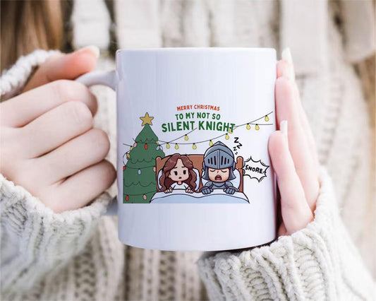 Not So Silent Knight, Husband Boyfriend Partner, Funny Merry Christmas Greeting Mug, Xmas Pun Love Festive Holiday [MG212]