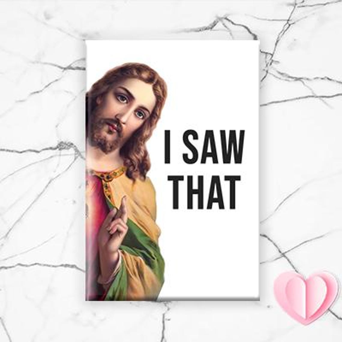 Funny Jesus Magnet For Christmas - I Saw That! Christmas Gift, Stocking Stuffer, Birthday Gift, Funny Fridge Magnet, Refrigirator [M10]