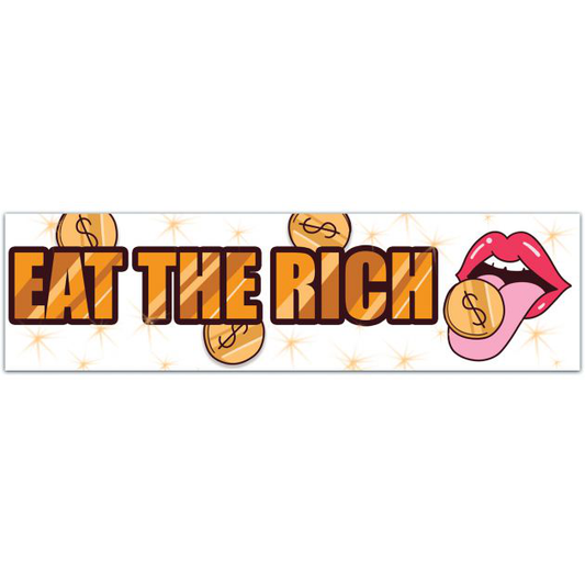 Generic Sticker Eat The Rich Wide - Rainbow Background Bumper Sticker For Car - Flexible Sticker Vinyl Bumper Sticker [01845]