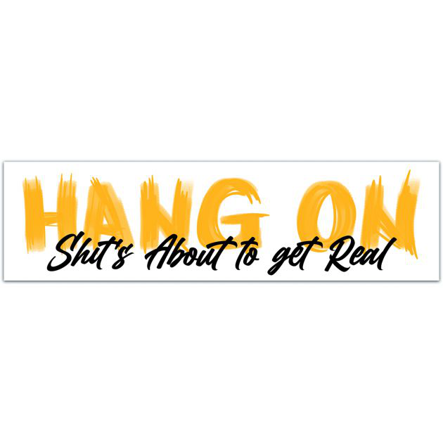 Hang On! Shit's About To Get Real Funny Bumper Sticker Label Vinyl Decal Dashboard Visor Sticker Sport Car Truck Off Road 4x4 Decal Bumper Sticker [01951]