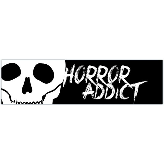 HORROR ADDICT Vinyl Sticker! Large 5.5" Laminated, Weather Proof Horror Movie Decal! For Your Car | Laptop | Coffin Bumper Sticker [01968]